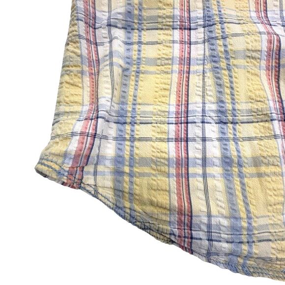 Legacy Falls Western Pearl Snap Pastel Plaid Seersucker Sleeveless Shirt Rodeo M - Picture 6 of 14